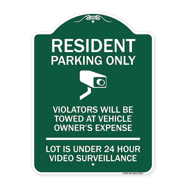 Reserved Parking Resident Parking Only Violators Will Be Towed at Owners Expense Lot, GW-1824-23035